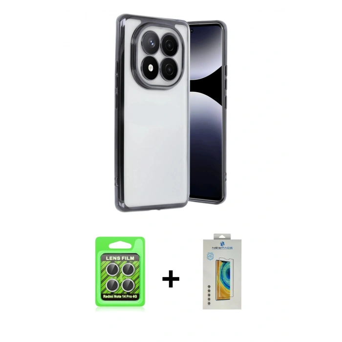 MARSİLYAN™- Redmi Note 14 Pro 4G Kılıf Vadi Minimal - Şeffaf Polymer Nano Ekran Koruyucu + Raze Metal Kamera Lens - GS
