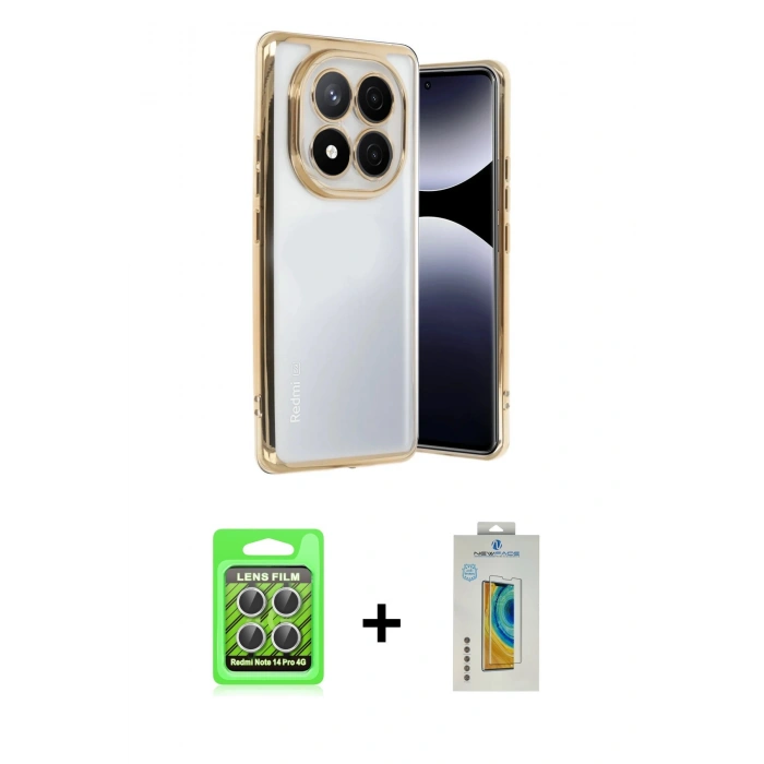 MARSİLYAN™- Redmi Note 14 Pro 4G Kılıf Vadi Minimal - Şeffaf Polymer Nano Ekran Koruyucu + Raze Metal Kamera Lens - GS