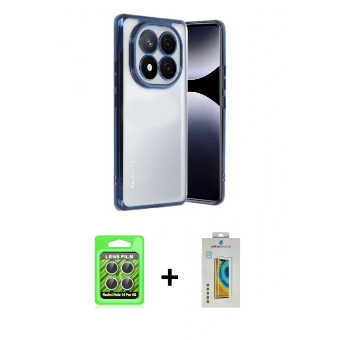 MARSİLYAN™- Redmi Note 14 Pro 4G Kılıf Vadi Minimal - Şeffaf Polymer Nano Ekran Koruyucu + Raze Metal Kamera Lens - GS