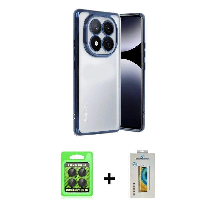 MARSİLYAN™- Redmi Note 14 Pro 4G Kılıf Vadi Minimal - Şeffaf Polymer Nano Ekran Koruyucu + Raze Metal Kamera Lens - SH