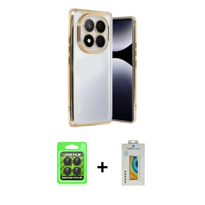 MARSİLYAN™- Redmi Note 14 Pro 4G Kılıf Vadi Minimal - Şeffaf Polymer Nano Ekran Koruyucu + Raze Metal Kamera Lens - SH