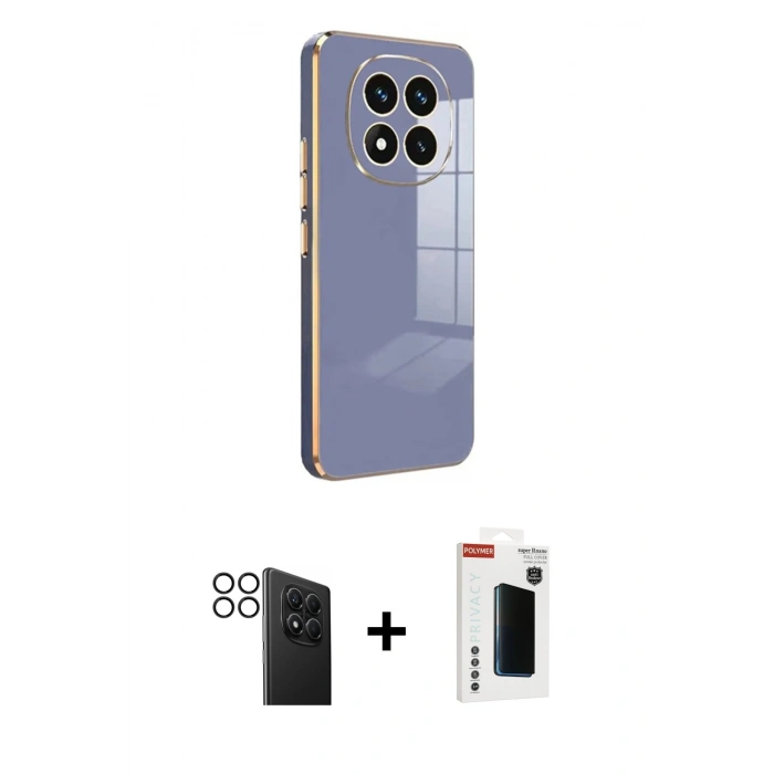 MARSİLYAN™- Redmi Note 14 Pro 4G Kılıf Yankı Serisi - Şeffaf Hayalet Polymer Nano Ekran Koruyucu + PVD Metal Kamera Lens - SH