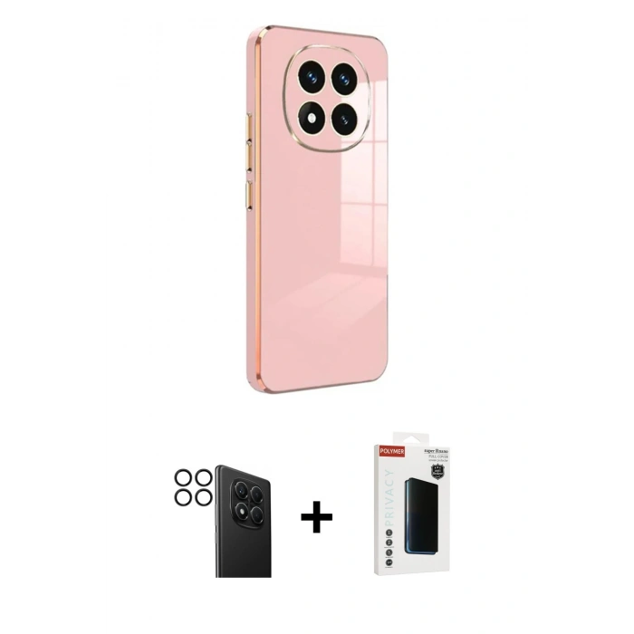 MARSİLYAN™- Redmi Note 14 Pro 4G Kılıf Yankı Serisi - Şeffaf Hayalet Polymer Nano Ekran Koruyucu + PVD Metal Kamera Lens - SH