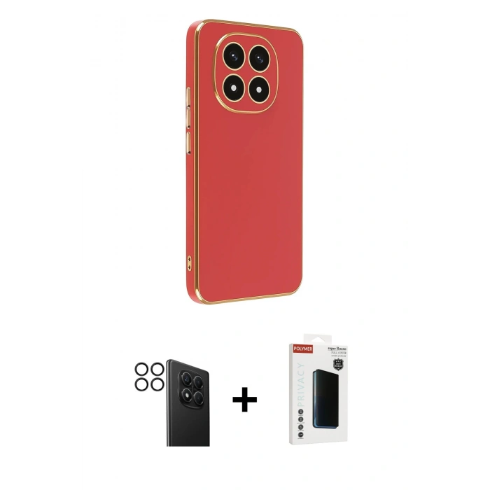MARSİLYAN™- Redmi Note 14 Pro 4G Kılıf Yankı Serisi - Şeffaf Hayalet Polymer Nano Ekran Koruyucu + PVD Metal Kamera Lens - SH