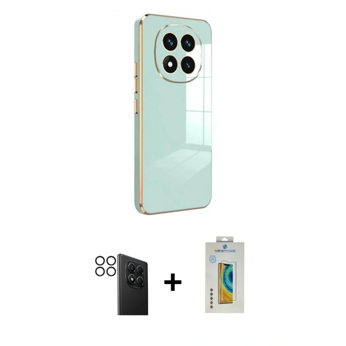 MARSİLYAN™- Redmi Note 14 Pro 4G Kılıf Yankı Serisi - Şeffaf Polymer Nano Ekran Koruyucu + PVD Metal Kamera Lens - SH