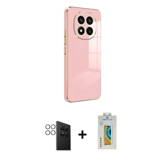 MARSİLYAN™- Redmi Note 14 Pro 4G Kılıf Yankı Serisi - Şeffaf Polymer Nano Ekran Koruyucu + PVD Metal Kamera Lens - GS