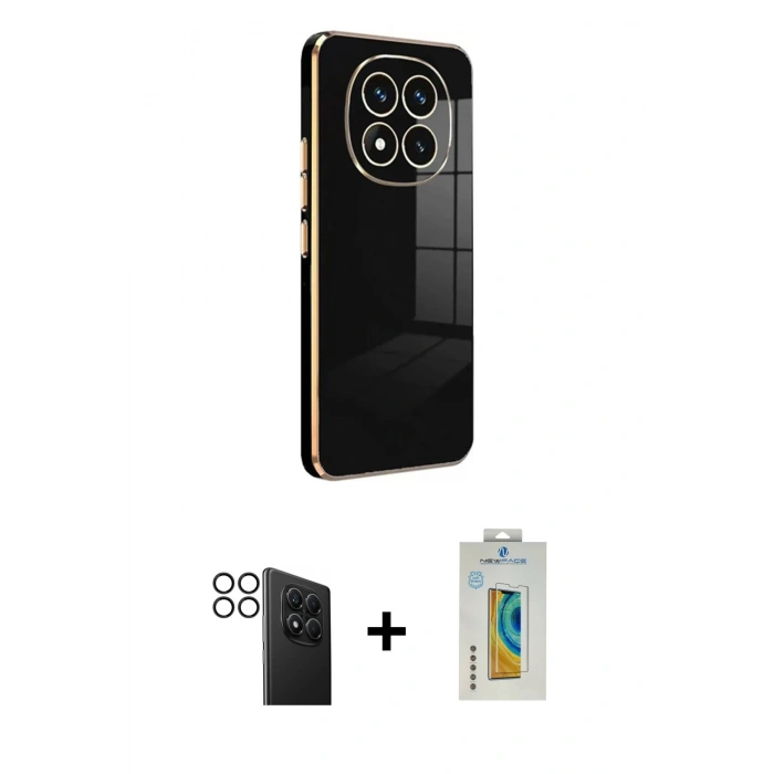 MARSİLYAN™- Redmi Note 14 Pro 4G Kılıf Yankı Serisi - Şeffaf Polymer Nano Ekran Koruyucu + PVD Metal Kamera Lens - SH