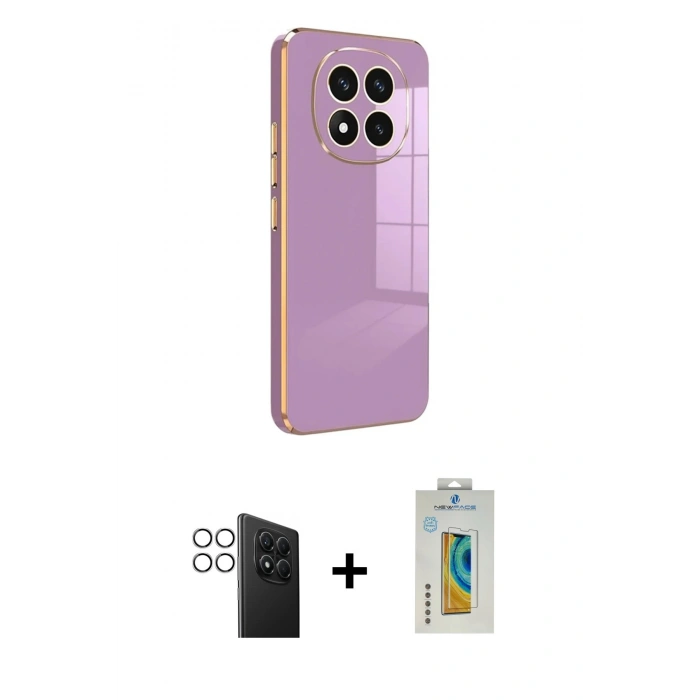 MARSİLYAN™- Redmi Note 14 Pro 4G Kılıf Yankı Serisi - Şeffaf Polymer Nano Ekran Koruyucu + PVD Metal Kamera Lens - GS