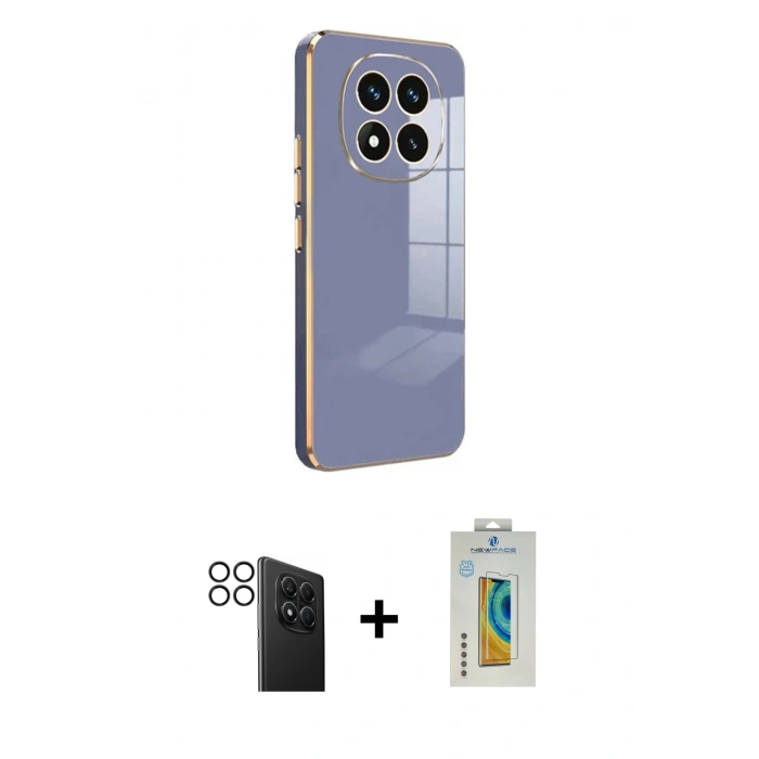 MARSİLYAN™- Redmi Note 14 Pro 4G Kılıf Yankı Serisi - Şeffaf Polymer Nano Ekran Koruyucu + PVD Metal Kamera Lens - SH
