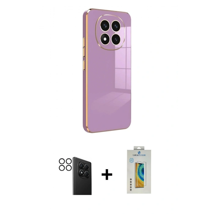MARSİLYAN™- Redmi Note 14 Pro 4G Kılıf Yankı Serisi - Şeffaf Polymer Nano Ekran Koruyucu + PVD Metal Kamera Lens - SH