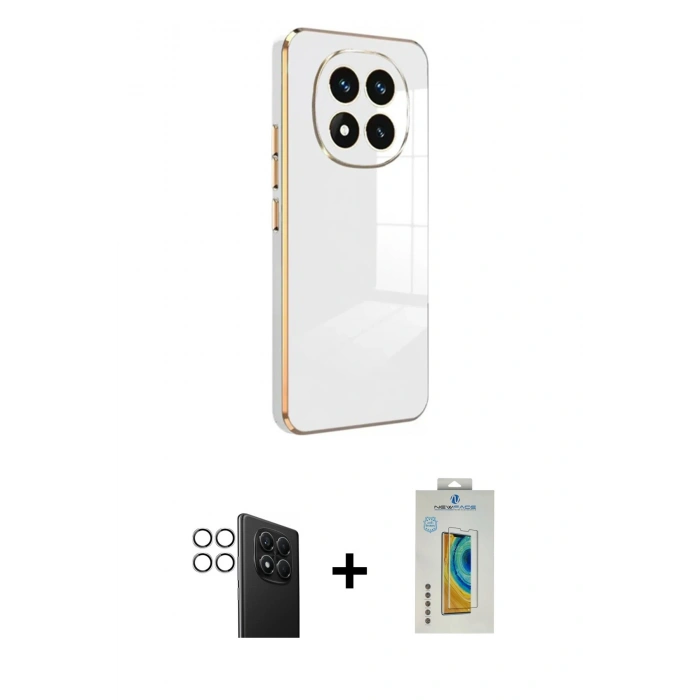 MARSİLYAN™- Redmi Note 14 Pro 4G Kılıf Yankı Serisi - Şeffaf Polymer Nano Ekran Koruyucu + PVD Metal Kamera Lens - GS