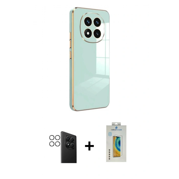 MARSİLYAN™- Redmi Note 14 Pro 4G Kılıf Yankı Serisi - Şeffaf Polymer Nano Ekran Koruyucu + PVD Metal Kamera Lens - GS