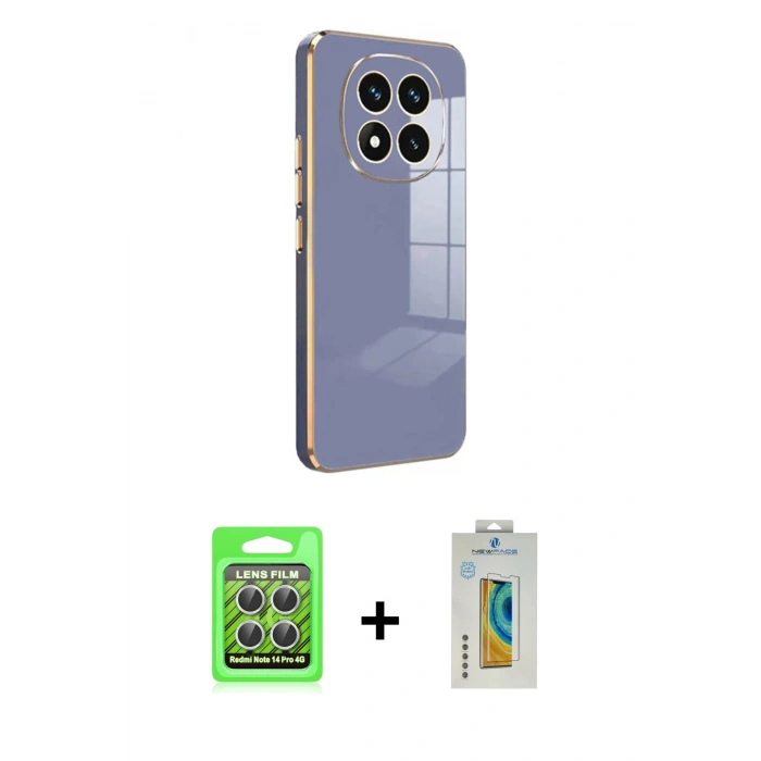 MARSİLYAN™- Redmi Note 14 Pro 4G Kılıf Yankı Serisi - Şeffaf Polymer Nano Ekran Koruyucu + Raze Metal Kamera Lens - GS