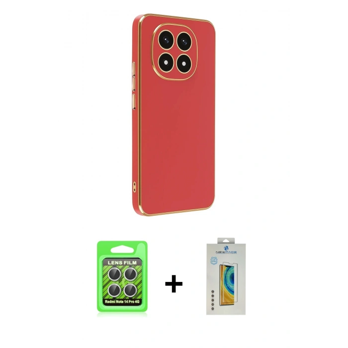 MARSİLYAN™- Redmi Note 14 Pro 4G Kılıf Yankı Serisi - Şeffaf Polymer Nano Ekran Koruyucu + Raze Metal Kamera Lens - GS
