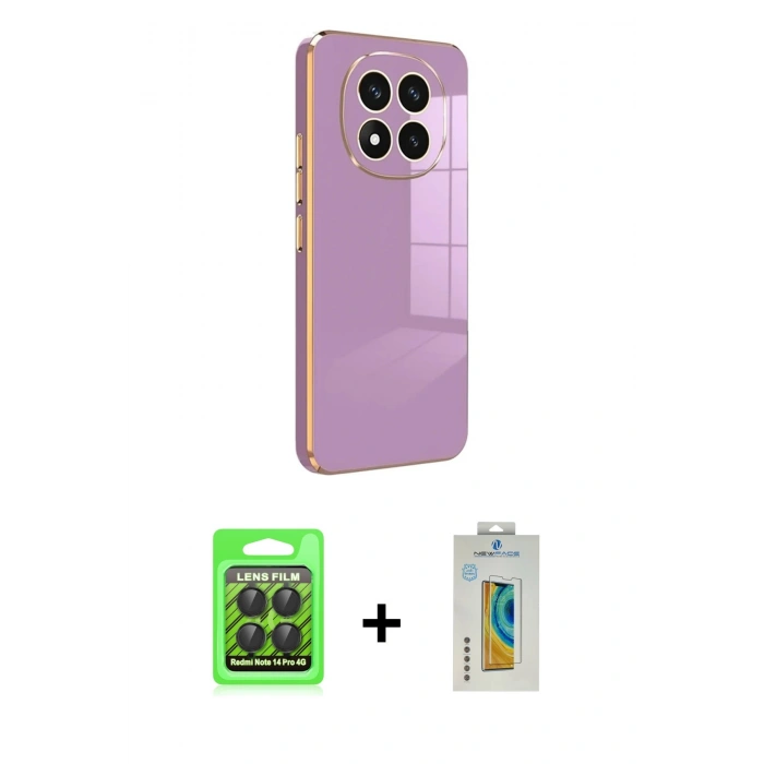 MARSİLYAN™- Redmi Note 14 Pro 4G Kılıf Yankı Serisi - Şeffaf Polymer Nano Ekran Koruyucu + Raze Metal Kamera Lens - SH