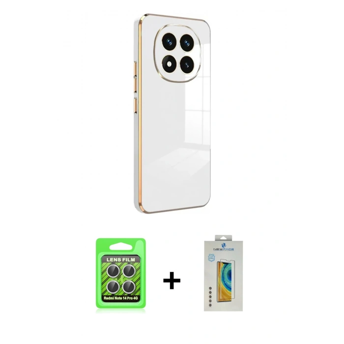 MARSİLYAN™- Redmi Note 14 Pro 4G Kılıf Yankı Serisi - Şeffaf Polymer Nano Ekran Koruyucu + Raze Metal Kamera Lens - GS