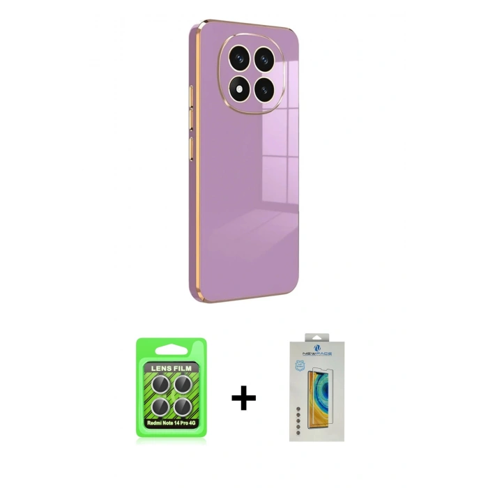 MARSİLYAN™- Redmi Note 14 Pro 4G Kılıf Yankı Serisi - Şeffaf Polymer Nano Ekran Koruyucu + Raze Metal Kamera Lens - GS