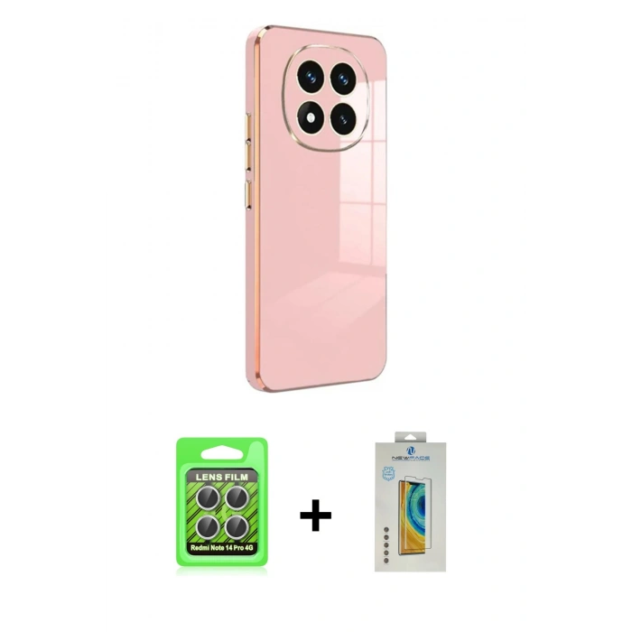 MARSİLYAN™- Redmi Note 14 Pro 4G Kılıf Yankı Serisi - Şeffaf Polymer Nano Ekran Koruyucu + Raze Metal Kamera Lens - GS