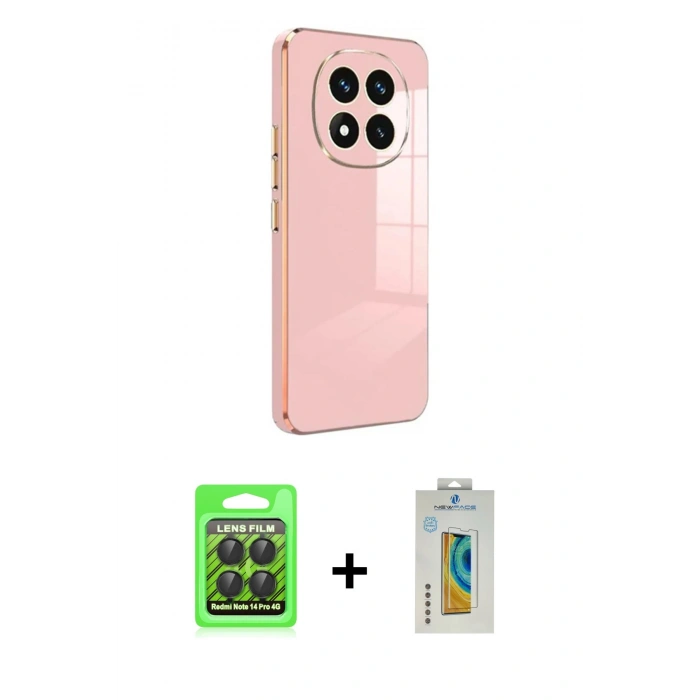 MARSİLYAN™- Redmi Note 14 Pro 4G Kılıf Yankı Serisi - Şeffaf Polymer Nano Ekran Koruyucu + Raze Metal Kamera Lens - SH