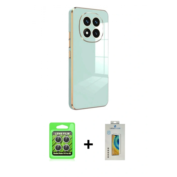 MARSİLYAN™- Redmi Note 14 Pro 4G Kılıf Yankı Serisi - Şeffaf Polymer Nano Ekran Koruyucu + Raze Metal Kamera Lens - GS