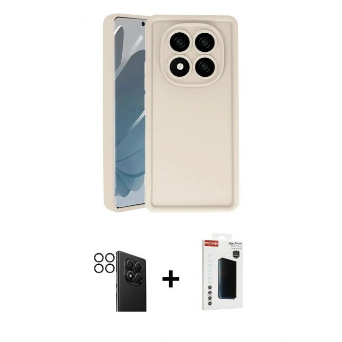 MARSİLYAN™- Redmi Note 14 Pro 4G Kılıf Yankı Yansıma Özel Seri - Şeffaf Hayalet Polymer Nano Ekran Koruyucu + PVD Metal Kamera Lens - SH