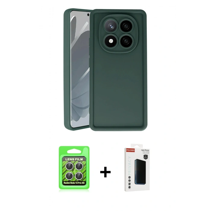 MARSİLYAN™- Redmi Note 14 Pro 4G Kılıf Yankı Yansıma Özel Seri - Şeffaf Hayalet Polymer Nano Ekran Koruyucu + Raze Metal Kamera Lens - GS