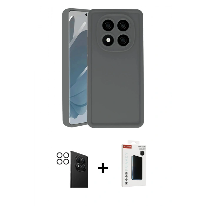 MARSİLYAN™- Redmi Note 14 Pro 4G Kılıf Yankı Yansıma Özel Seri - Şeffaf Hayalet Polymer Nano Ekran Koruyucu + PVD Metal Kamera Lens - SH