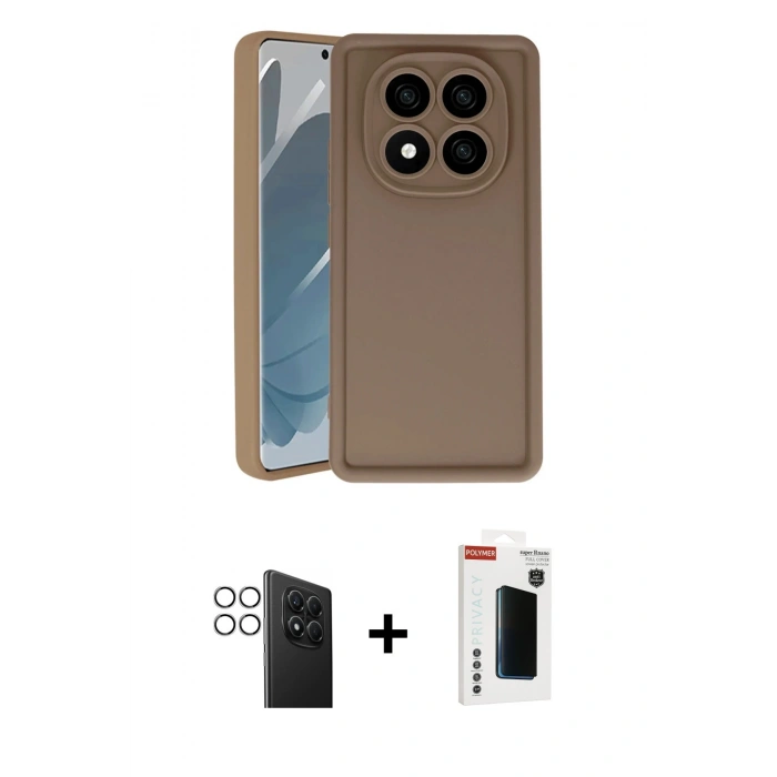 MARSİLYAN™- Redmi Note 14 Pro 4G Kılıf Yankı Yansıma Özel Seri - Şeffaf Hayalet Polymer Nano Ekran Koruyucu + PVD Metal Kamera Lens - GS