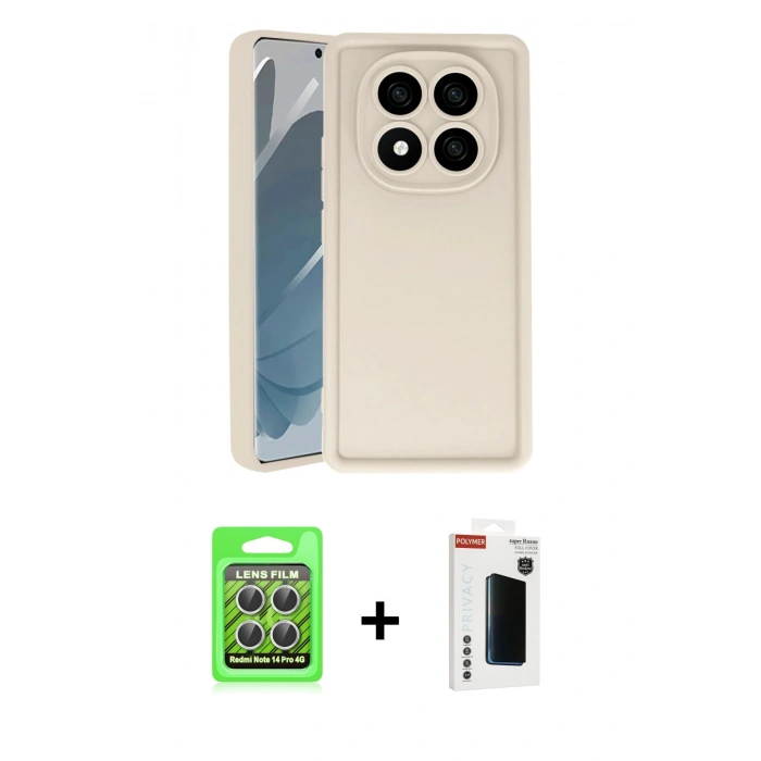 MARSİLYAN™- Redmi Note 14 Pro 4G Kılıf Yankı Yansıma Özel Seri - Şeffaf Hayalet Polymer Nano Ekran Koruyucu + Raze Metal Kamera Lens - GS