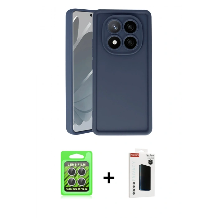 MARSİLYAN™- Redmi Note 14 Pro 4G Kılıf Yankı Yansıma Özel Seri - Şeffaf Hayalet Polymer Nano Ekran Koruyucu + Raze Metal Kamera Lens - GS