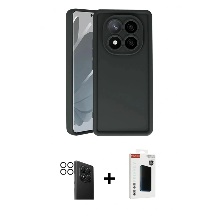 MARSİLYAN™- Redmi Note 14 Pro 4G Kılıf Yankı Yansıma Özel Seri - Şeffaf Hayalet Polymer Nano Ekran Koruyucu + PVD Metal Kamera Lens - SH