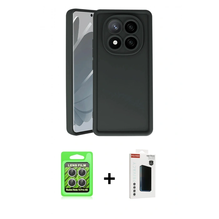 MARSİLYAN™- Redmi Note 14 Pro 4G Kılıf Yankı Yansıma Özel Seri - Şeffaf Hayalet Polymer Nano Ekran Koruyucu + Raze Metal Kamera Lens - GS