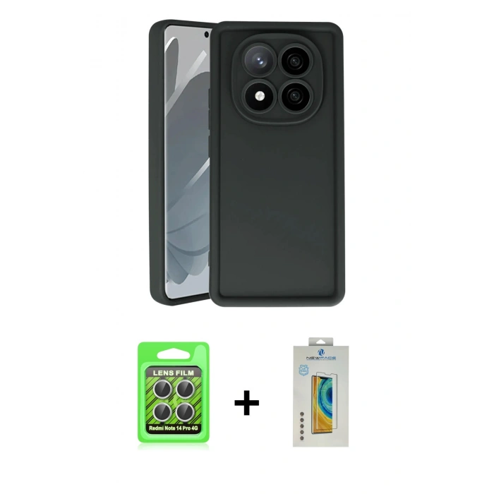 MARSİLYAN™- Redmi Note 14 Pro 4G Kılıf Yankı Yansıma Özel Seri - Şeffaf Polymer Nano Ekran Koruyucu + Raze Metal Kamera Lens - GS