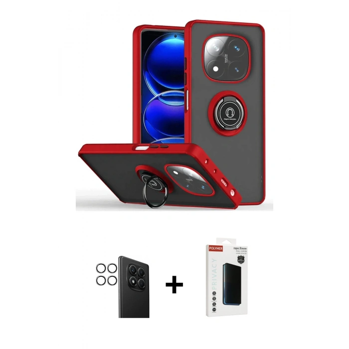 MARSİLYAN™- Redmi Note 14 Pro 4G Kılıf Yörünge Çizgi - Şeffaf Hayalet Polymer Nano Ekran Koruyucu + PVD Metal Kamera Lens - GS