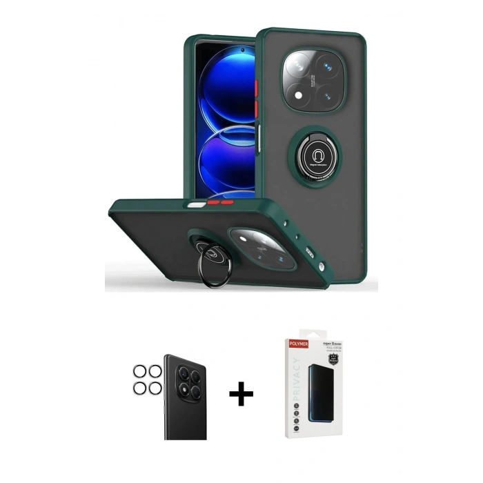 MARSİLYAN™- Redmi Note 14 Pro 4G Kılıf Yörünge Çizgi - Şeffaf Hayalet Polymer Nano Ekran Koruyucu + PVD Metal Kamera Lens - GS