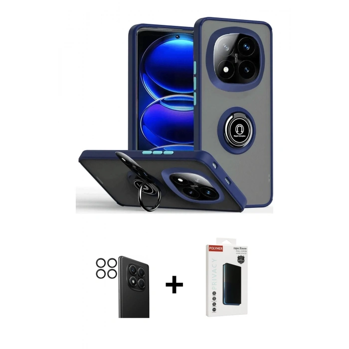 MARSİLYAN™- Redmi Note 14 Pro 4G Kılıf Yörünge Çizgi - Şeffaf Hayalet Polymer Nano Ekran Koruyucu + PVD Metal Kamera Lens - SH