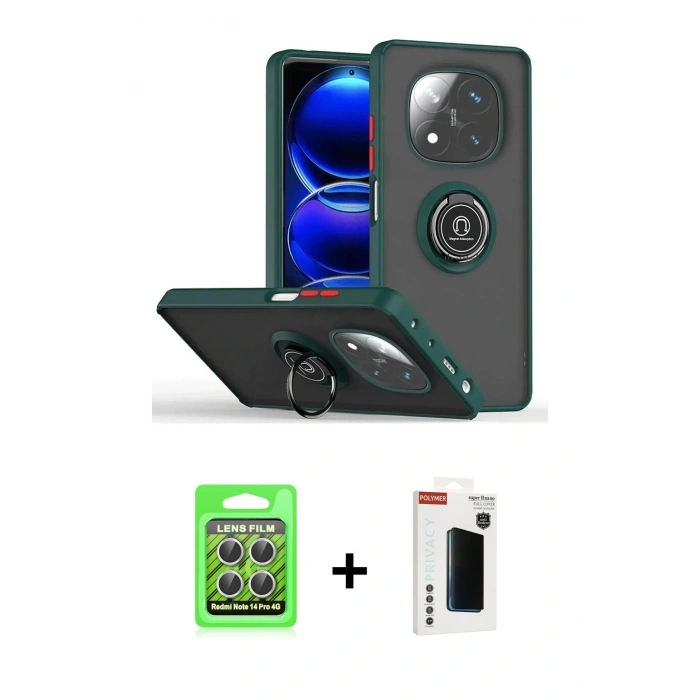 MARSİLYAN™- Redmi Note 14 Pro 4G Kılıf Yörünge Çizgi - Şeffaf Hayalet Polymer Nano Ekran Koruyucu + Raze Metal Kamera Lens - GS