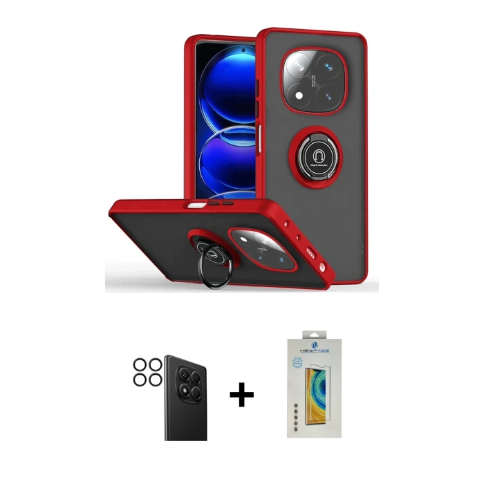 MARSİLYAN™- Redmi Note 14 Pro 4G Kılıf Yörünge Çizgi - Şeffaf Polymer Nano Ekran Koruyucu + PVD Metal Kamera Lens - SH