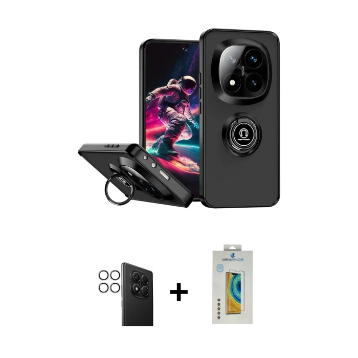 MARSİLYAN™- Redmi Note 14 Pro 4G Kılıf Yörünge Çizgi - Şeffaf Polymer Nano Ekran Koruyucu + PVD Metal Kamera Lens - GS