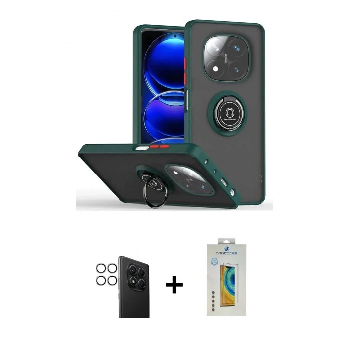 MARSİLYAN™- Redmi Note 14 Pro 4G Kılıf Yörünge Çizgi - Şeffaf Polymer Nano Ekran Koruyucu + PVD Metal Kamera Lens - GS