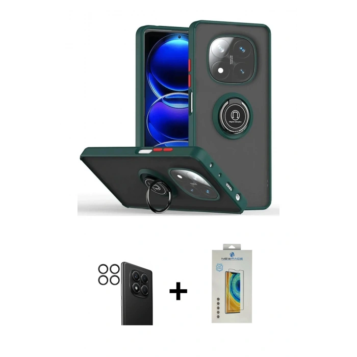 MARSİLYAN™- Redmi Note 14 Pro 4G Kılıf Yörünge Çizgi - Şeffaf Polymer Nano Ekran Koruyucu + PVD Metal Kamera Lens - SH