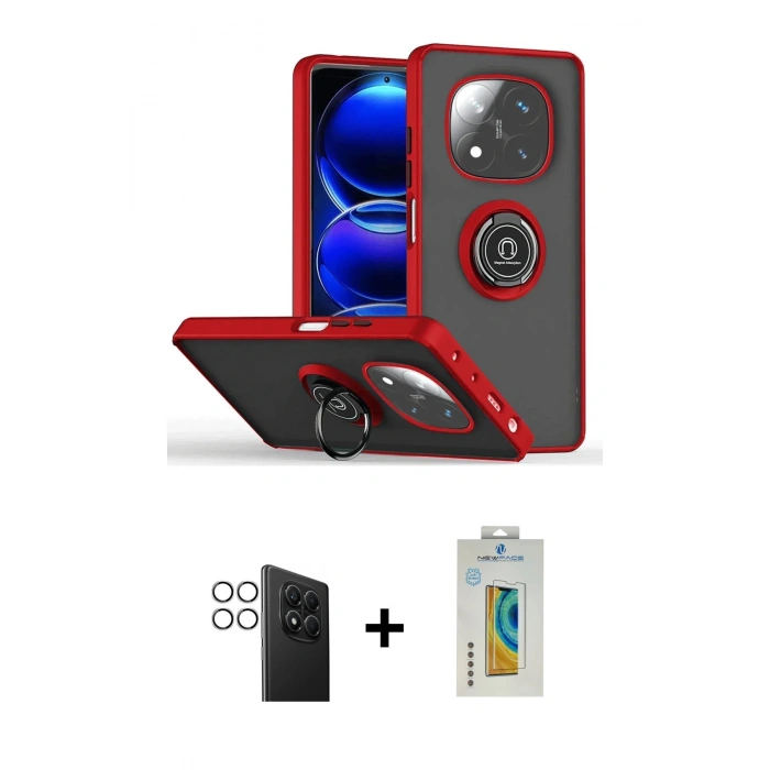 MARSİLYAN™- Redmi Note 14 Pro 4G Kılıf Yörünge Çizgi - Şeffaf Polymer Nano Ekran Koruyucu + PVD Metal Kamera Lens - GS