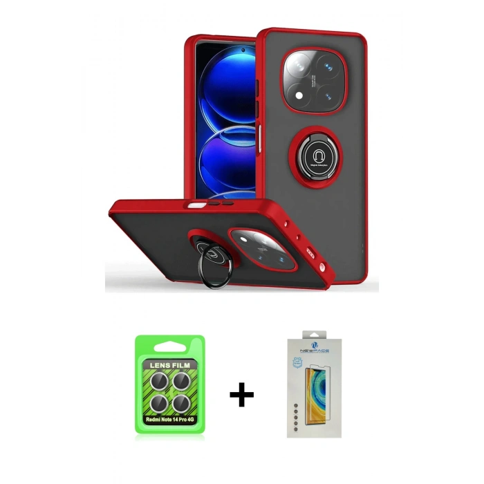 MARSİLYAN™- Redmi Note 14 Pro 4G Kılıf Yörünge Çizgi - Şeffaf Polymer Nano Ekran Koruyucu + Raze Metal Kamera Lens - GS