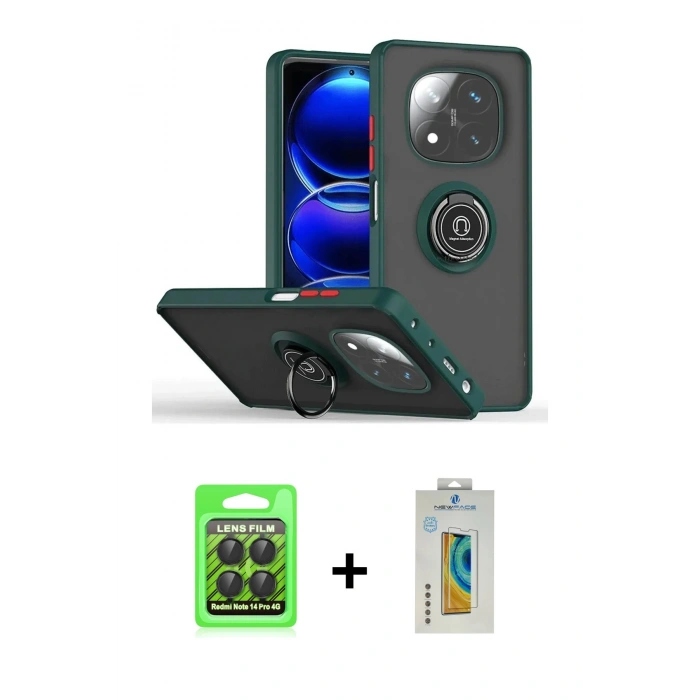 MARSİLYAN™- Redmi Note 14 Pro 4G Kılıf Yörünge Çizgi - Şeffaf Polymer Nano Ekran Koruyucu + Raze Metal Kamera Lens - SH