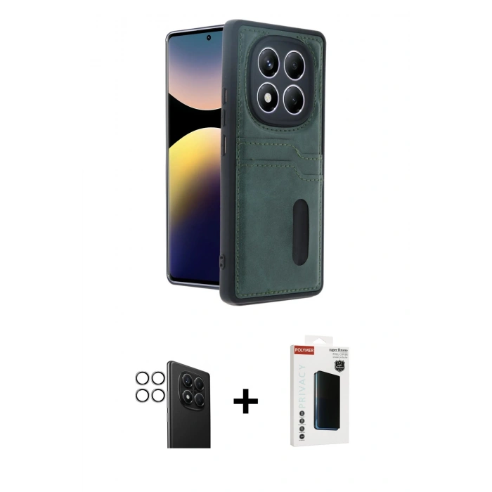 MARSİLYAN™- Redmi Note 14 Pro 4G Kılıf Yörünge Işık Serisi - Şeffaf Hayalet Polymer Nano Ekran Koruyucu + PVD Metal Kamera Lens - GS