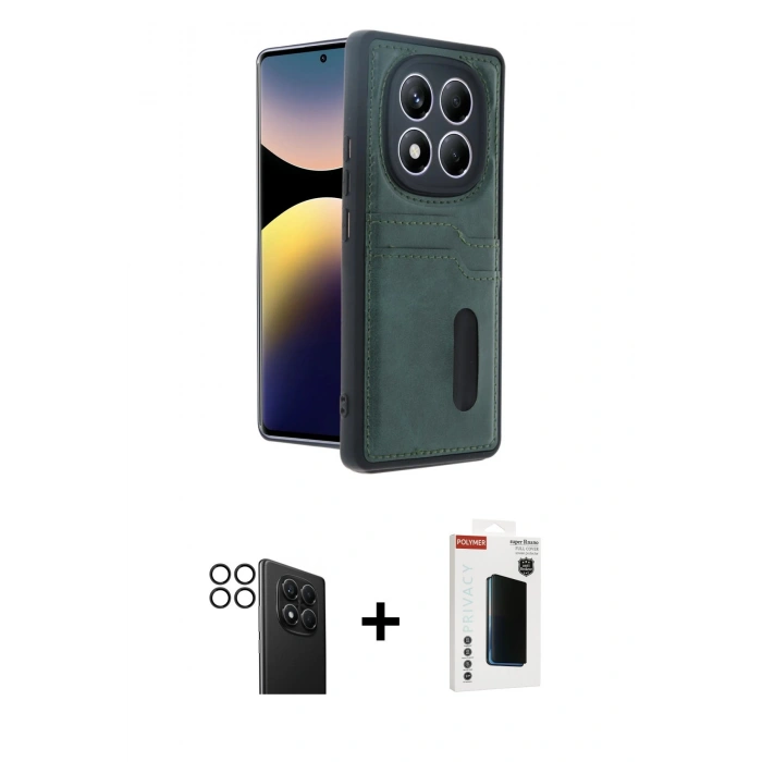 MARSİLYAN™- Redmi Note 14 Pro 4G Kılıf Yörünge Işık Serisi - Şeffaf Hayalet Polymer Nano Ekran Koruyucu + PVD Metal Kamera Lens - SH