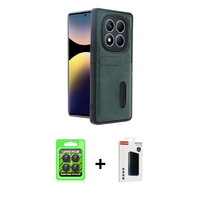 MARSİLYAN™- Redmi Note 14 Pro 4G Kılıf Yörünge Işık Serisi - Şeffaf Hayalet Polymer Nano Ekran Koruyucu + Raze Metal Kamera Lens - SH