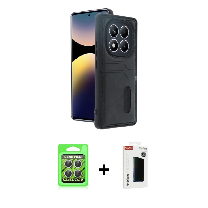 MARSİLYAN™- Redmi Note 14 Pro 4G Kılıf Yörünge Işık Serisi - Şeffaf Hayalet Polymer Nano Ekran Koruyucu + Raze Metal Kamera Lens - GS