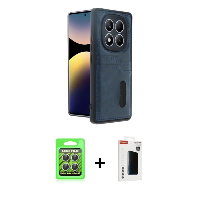 MARSİLYAN™- Redmi Note 14 Pro 4G Kılıf Yörünge Işık Serisi - Şeffaf Hayalet Polymer Nano Ekran Koruyucu + Raze Metal Kamera Lens - GS
