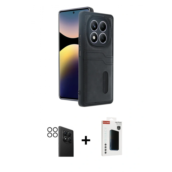 MARSİLYAN™- Redmi Note 14 Pro 4G Kılıf Yörünge Işık Serisi - Şeffaf Hayalet Polymer Nano Ekran Koruyucu + PVD Metal Kamera Lens - SH